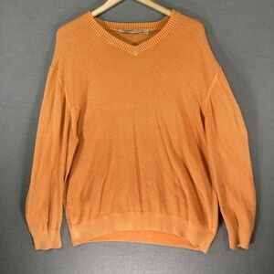 Paradise Collection Mens Orange Cotton V Neck Sweater Size XL